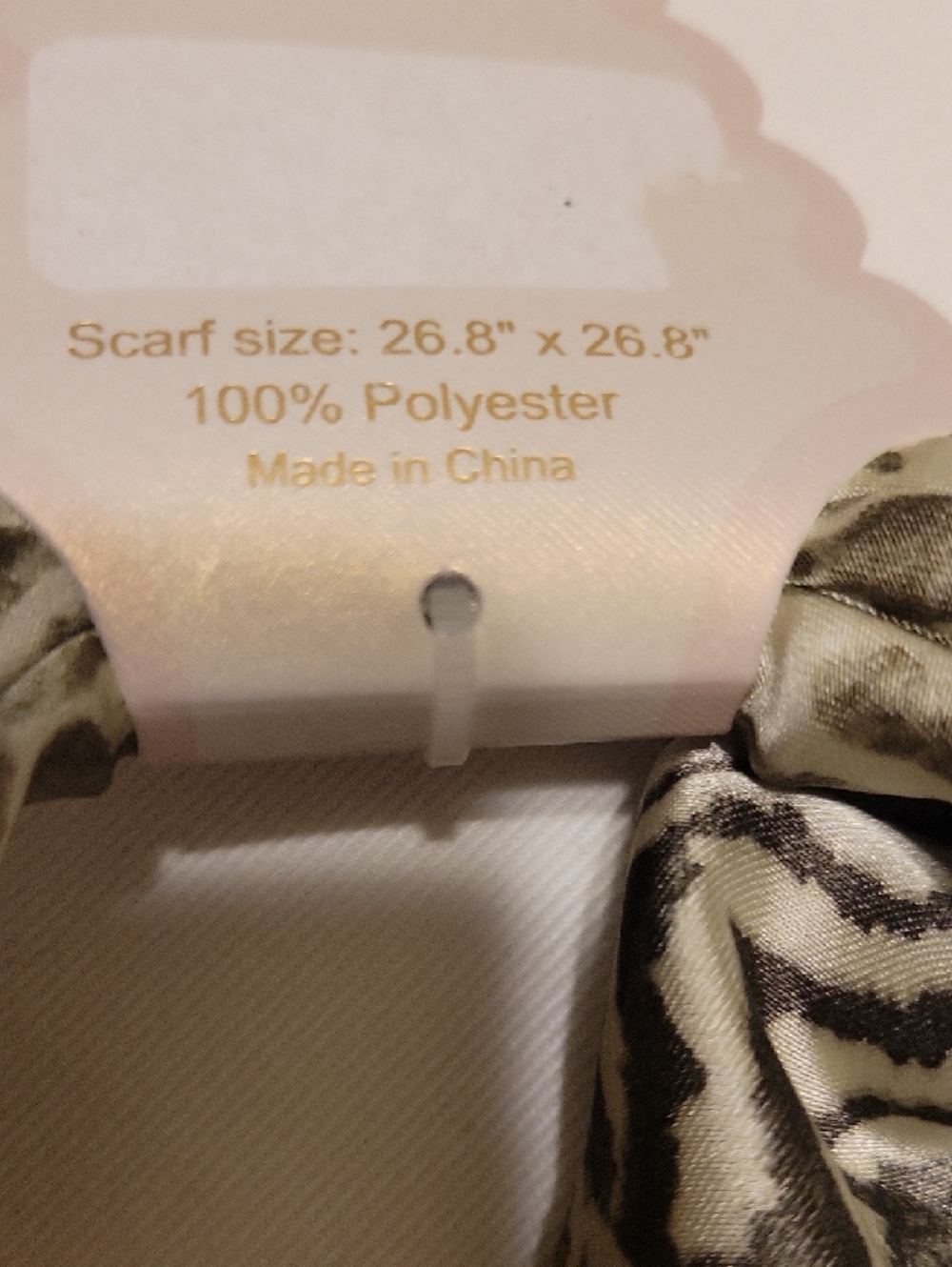 Animal-Print Silk-Look Scarf with Ring - Beige and Olive - Picture 4 of 4